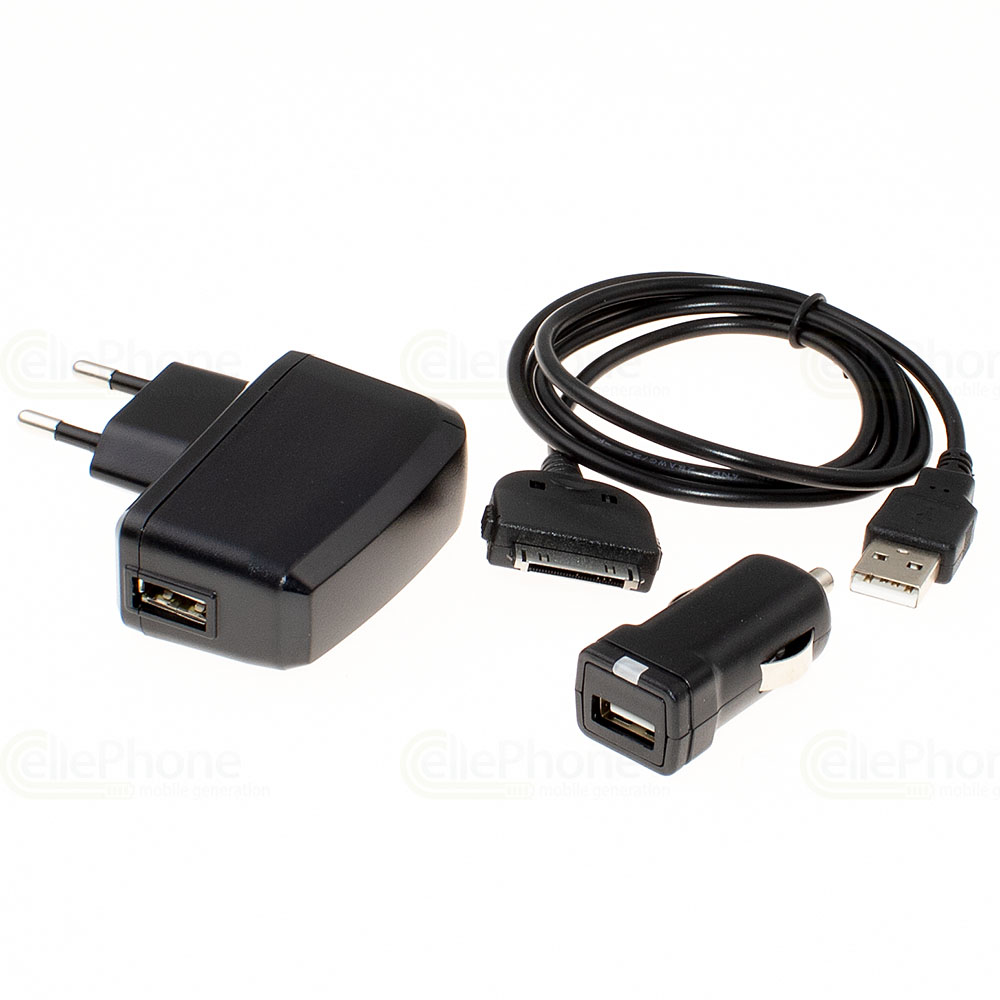 Set cargador de coche - cargador de red - cable de datos para Apple iPhone 3G / 3GS / 4 / 4S / iPod - negro