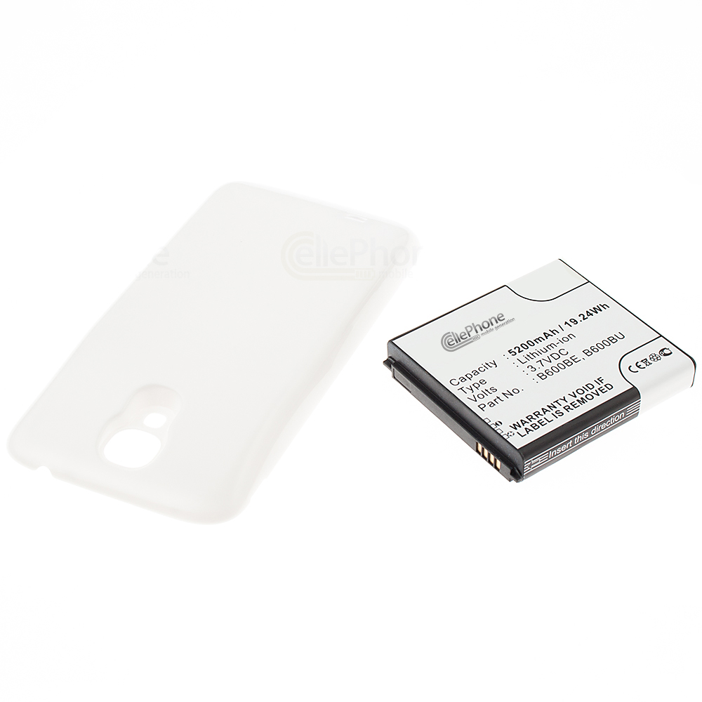 Batería Li-Ion para Samsung Galaxy S4 (GT-I9500) - blanco (reemplazado EB-B600BEBECWW) - 5200mAh (FAT)