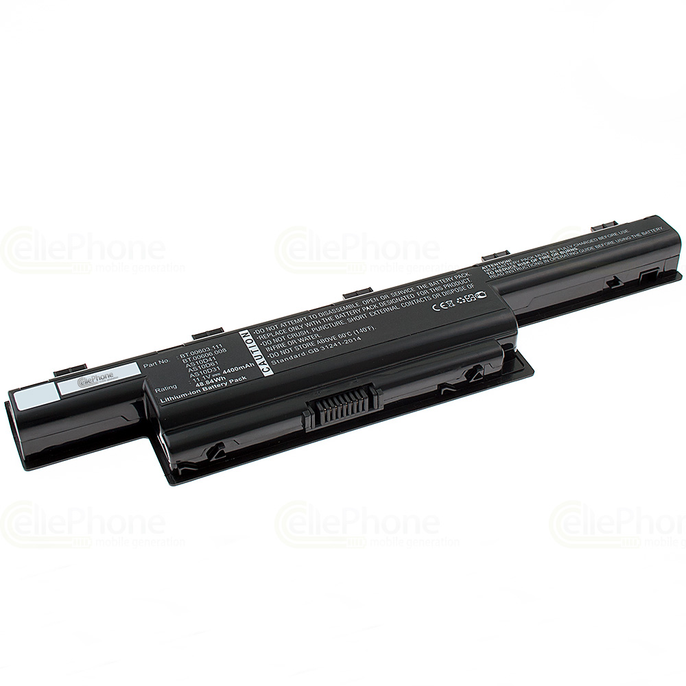[4272] Akku Li-Ion kompatibel zu Acer 31CR19/652 / AS10D81 / BT.00607.130 / LC.BTP00.123 - schwarz - 4400 mAh