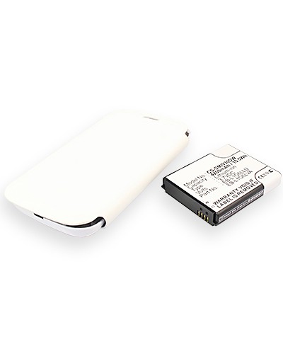 [4340] Batterie Li-Ion + flip cover pour Samsung Galaxy S3 (GT-I9300) - blanche (remplace EB-K1G6UBUGSTD) - 4200 mAh (FAT)