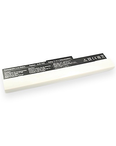 [4404] Batterie Li-Ion compatible avec Asus Eee PC 1005HA - blanche - 4400 mAh