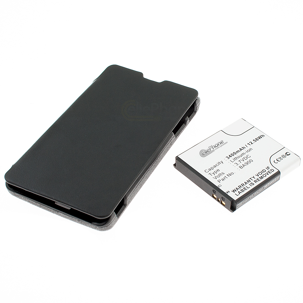 Battery Li-Ion + flip cover for Sony Ericsson Xperia TX / Xperia T - black (replaced BA900) - 3400 mAh (FAT)