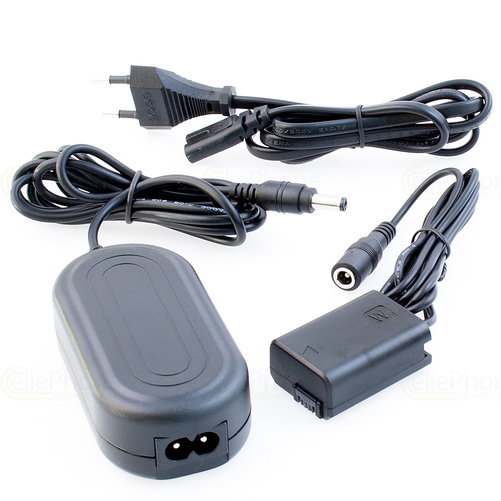 [4663] Netz-Ladegerät kompatibel zu Sony AC-PW20 inkl. Gleichstromkuppler / Batterie-Adapter für NP-FW50