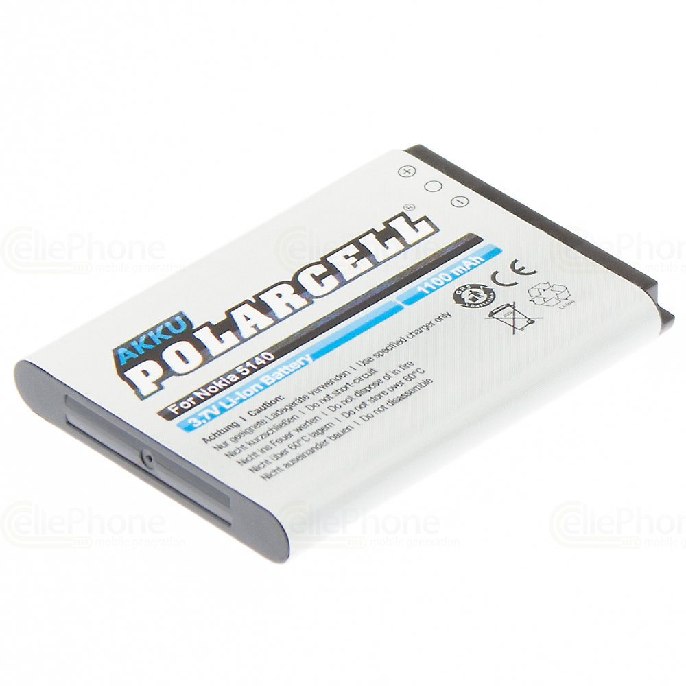PolarCell Akku Li-Ion für Nokia 5140 5320 5500 6020 6021 6060 6070 6080 6120 6161 7260 7360 N80 N90 (ersetzt BL-5B)