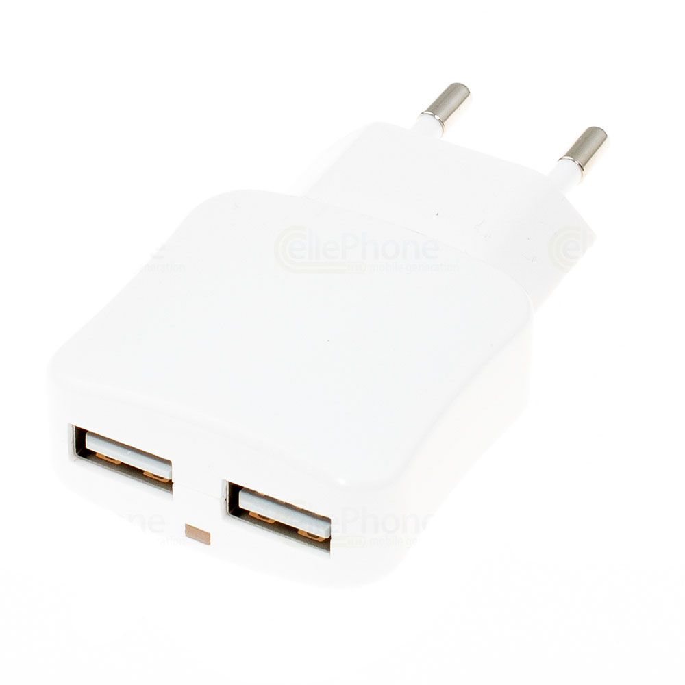 Ladegerät-Adapter USB - 2,1A / 2-Port Multiadapter mit Auto-ID - weiß