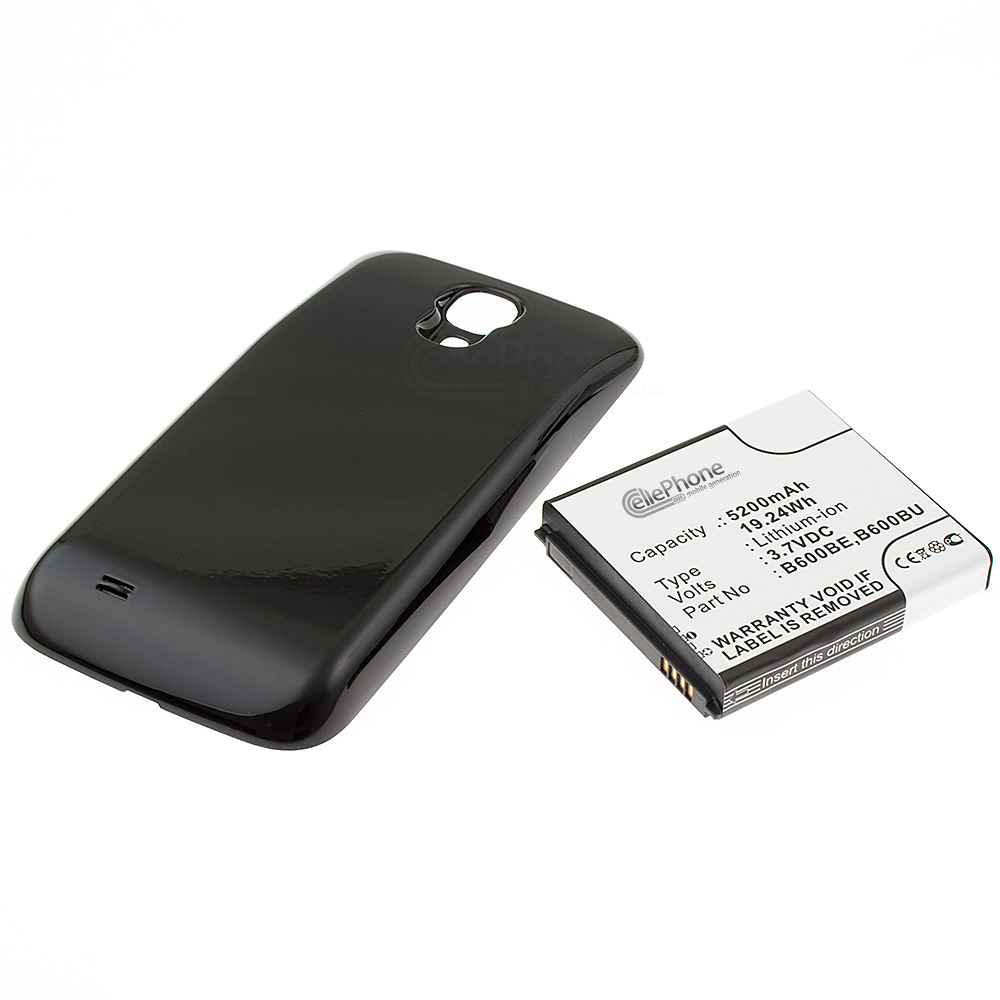 Battery Li-Ion for Samsung Galaxy S4 (GT-I9500) - black (replaced EB-B600BEBECWW) - 5200mAh (FAT)