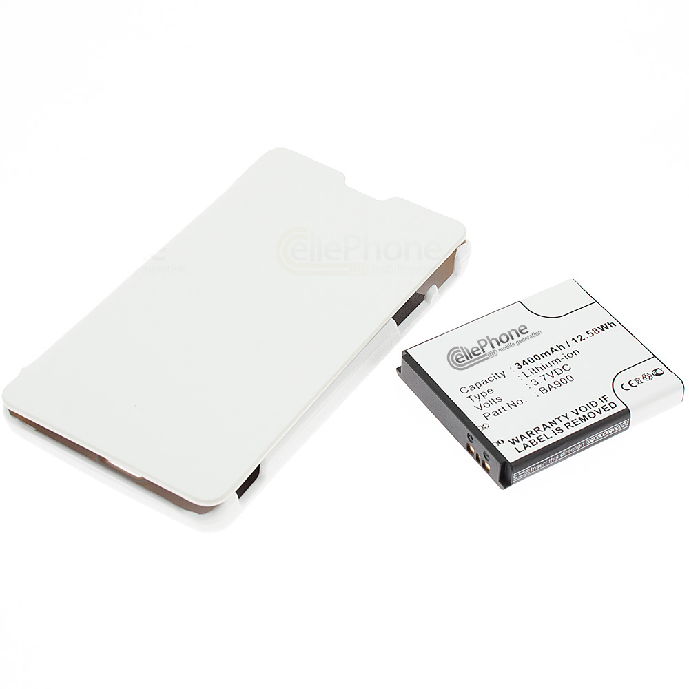 Battery Li-Ion + flip cover for Sony Ericsson Xperia TX / Xperia T - white (replaced BA900) - 3400 mAh (FAT)