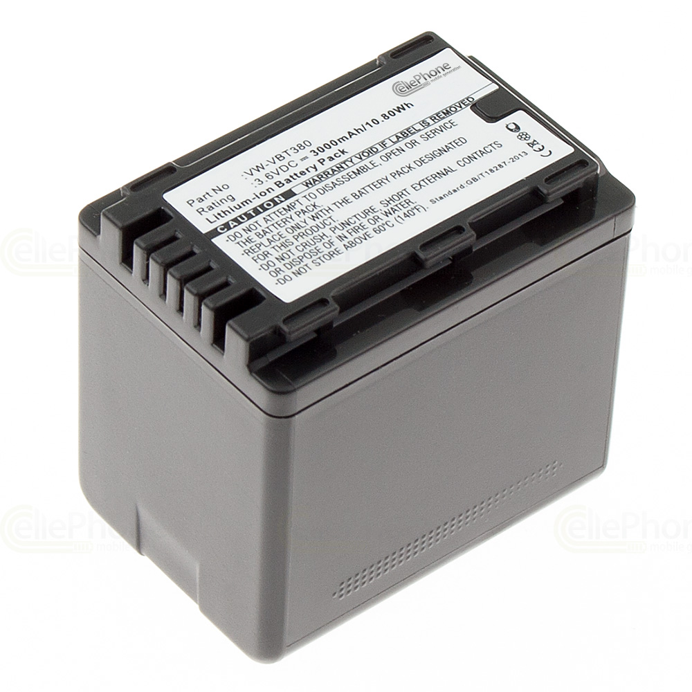 Battery Li-Ion compatible with Panasonic VW-VBT380 - 3000 mAh
