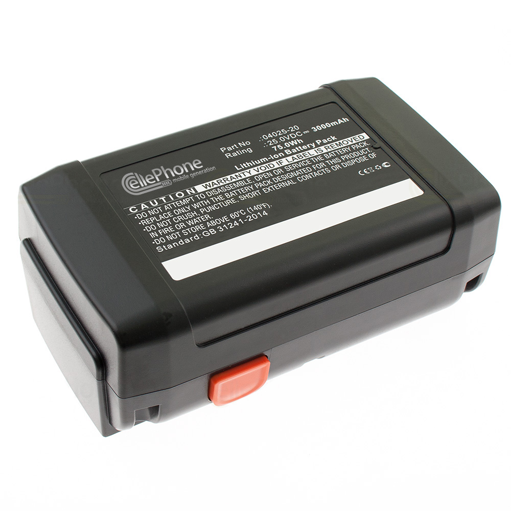 [5713] Batería Li-Ion para Gardena Accu-Spindelmäher 380 Li (reemplazado 04025-20 / 8838) - 3000mAh / 25V