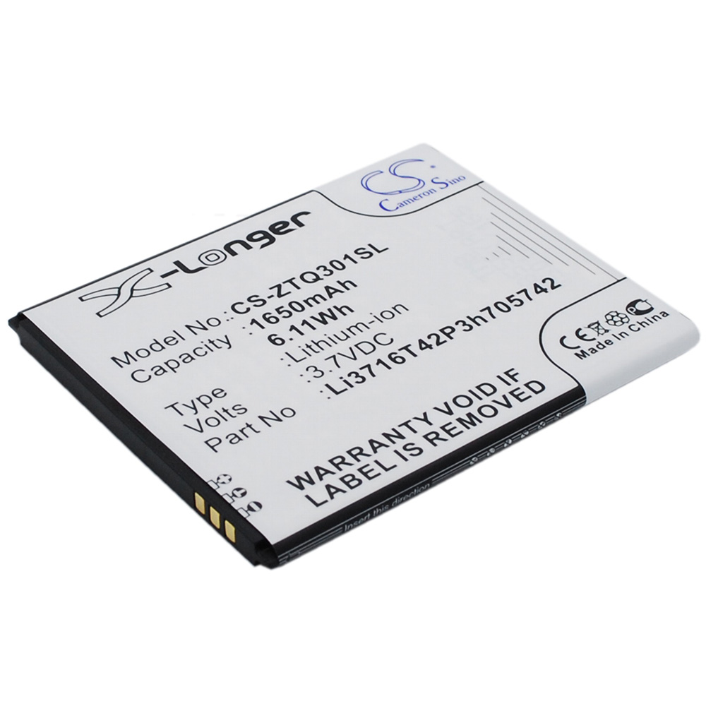 [6589] Batterie Li-Ion pour ZTE Q30C Q301C Q301T (remplace Li3716T42P3h705742)