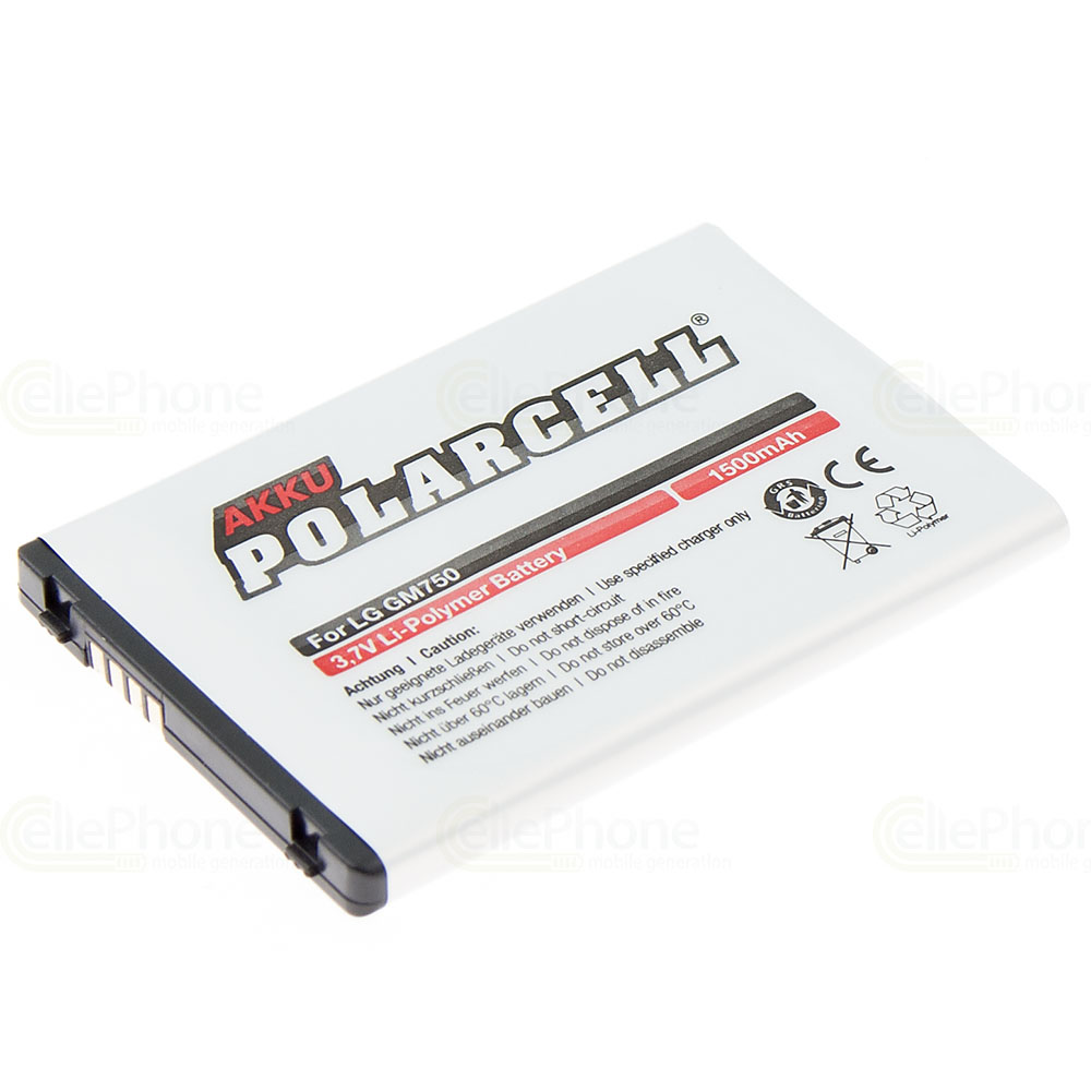 [1177] PolarCell Batterie Li-Polymer pour LG GM750 Laya / GT540 OPTIMUS / GW620 / P500 OPTIMUS ONE (remplace LGIP-400N)
