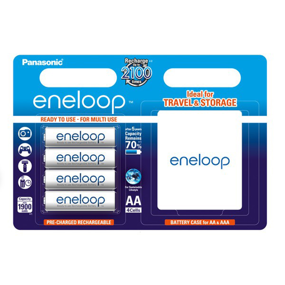 [6922] Batterie Ni-MH compatible avec Panasonic Eneloop Mignon HR6 AA (BK-3MCCEC4BE) - 1900 mAh  - blister de 4 + boîte de protection