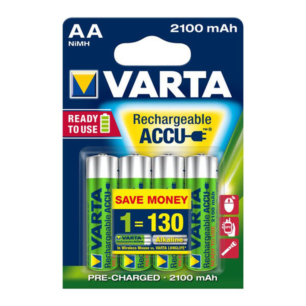 [6969] Batterie Ni-MH Varta Rechargeable Mignon HR6 LR6 AA - 2100 mAh - blister de 4