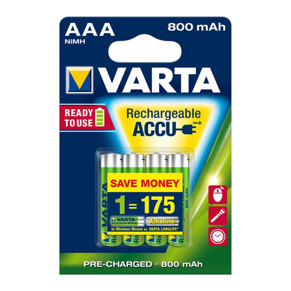 [6983] Battery Ni-MH Varta Rechargeable Micro HR03 AAA - 800 mAh - 4-pack blister