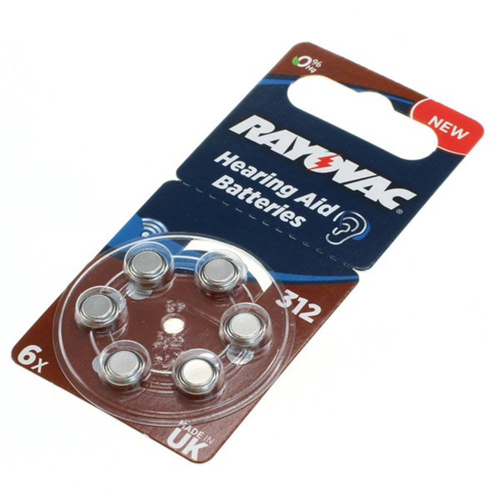 [7004] Rayovac hearing aid battery HA312 / 312 / PR41 / ZL3 - Type 4607 - 6-pack blister