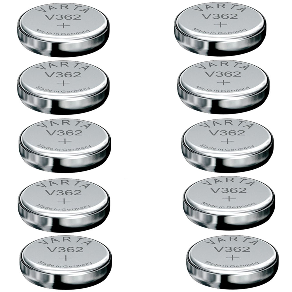 Pile bouton de montre compatible avec Varta V362 / SR58 / SR721SW - Type 362 - 21 mAh - lot de 10