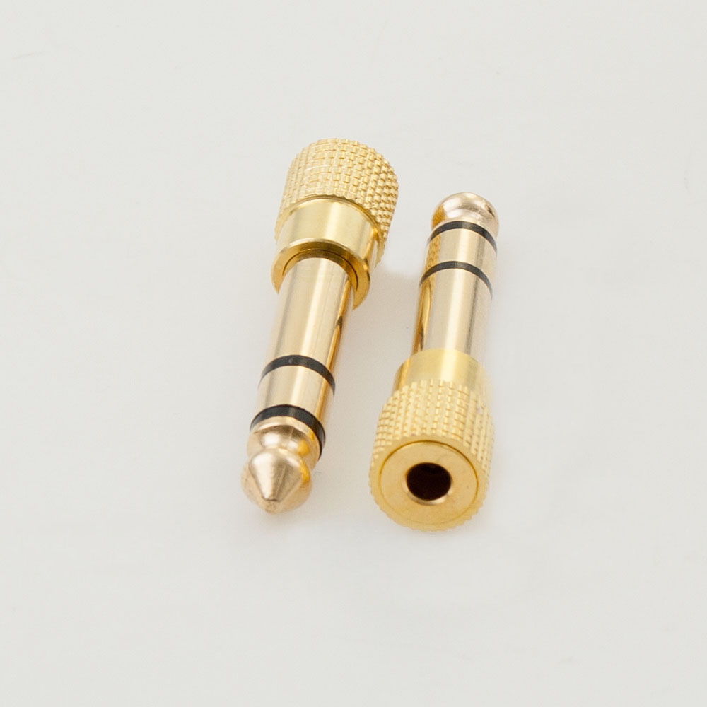 [7093] Adaptateur jack 6,35 mm prise vers 3,5 mm connecteur - doré - 2 pièces