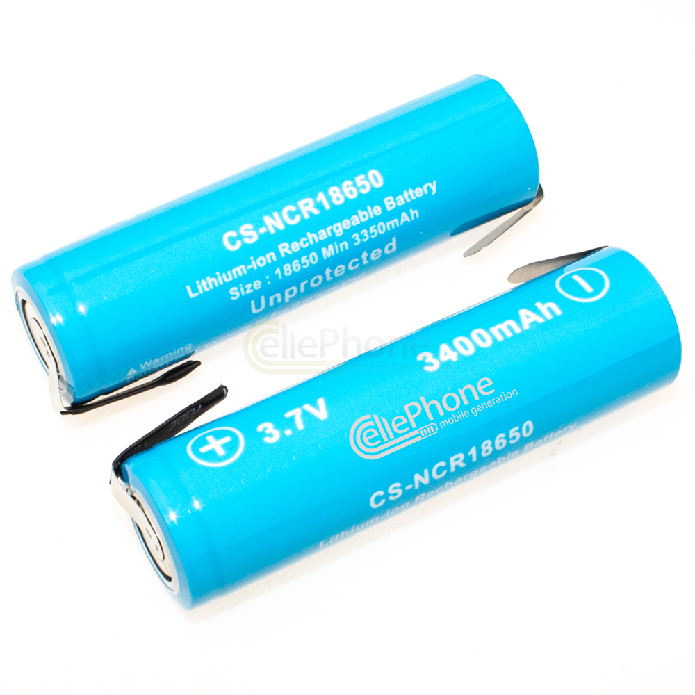 batteria Li-Ion Typ 18650 - con linguette a saldare - 3400mAh - 2 pezzo
