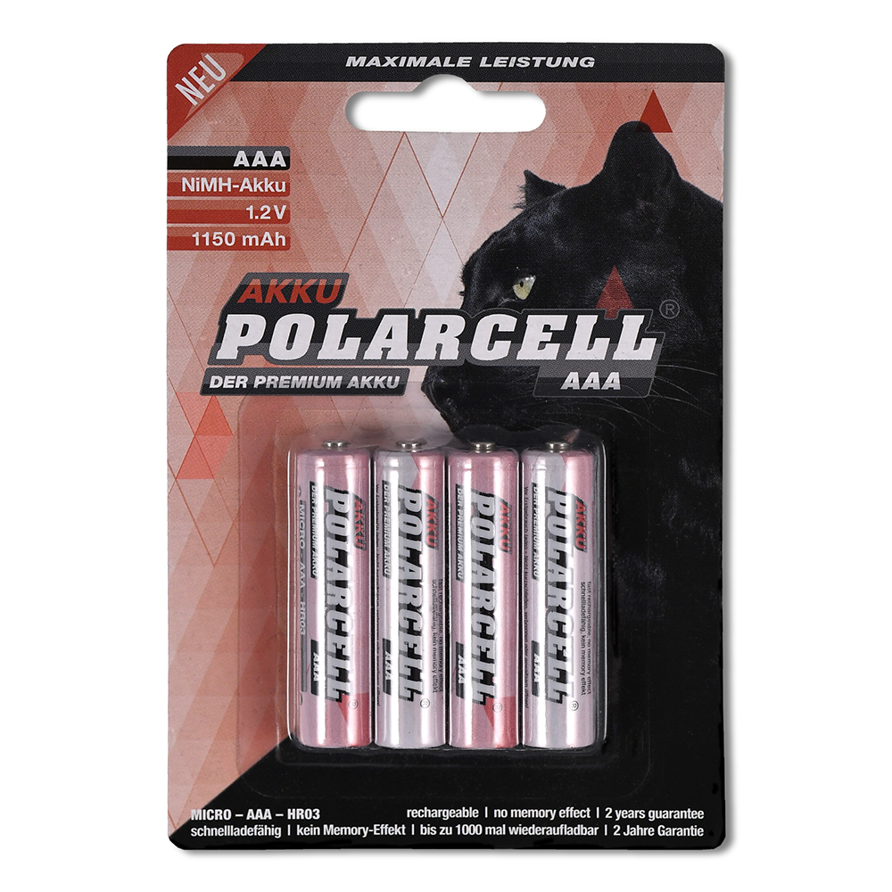 [7382] PolarCell accu Ni-MH Micro AAA - HR03 KR03 LR03 R3 L3 - 1150mAh - 4er Blister
