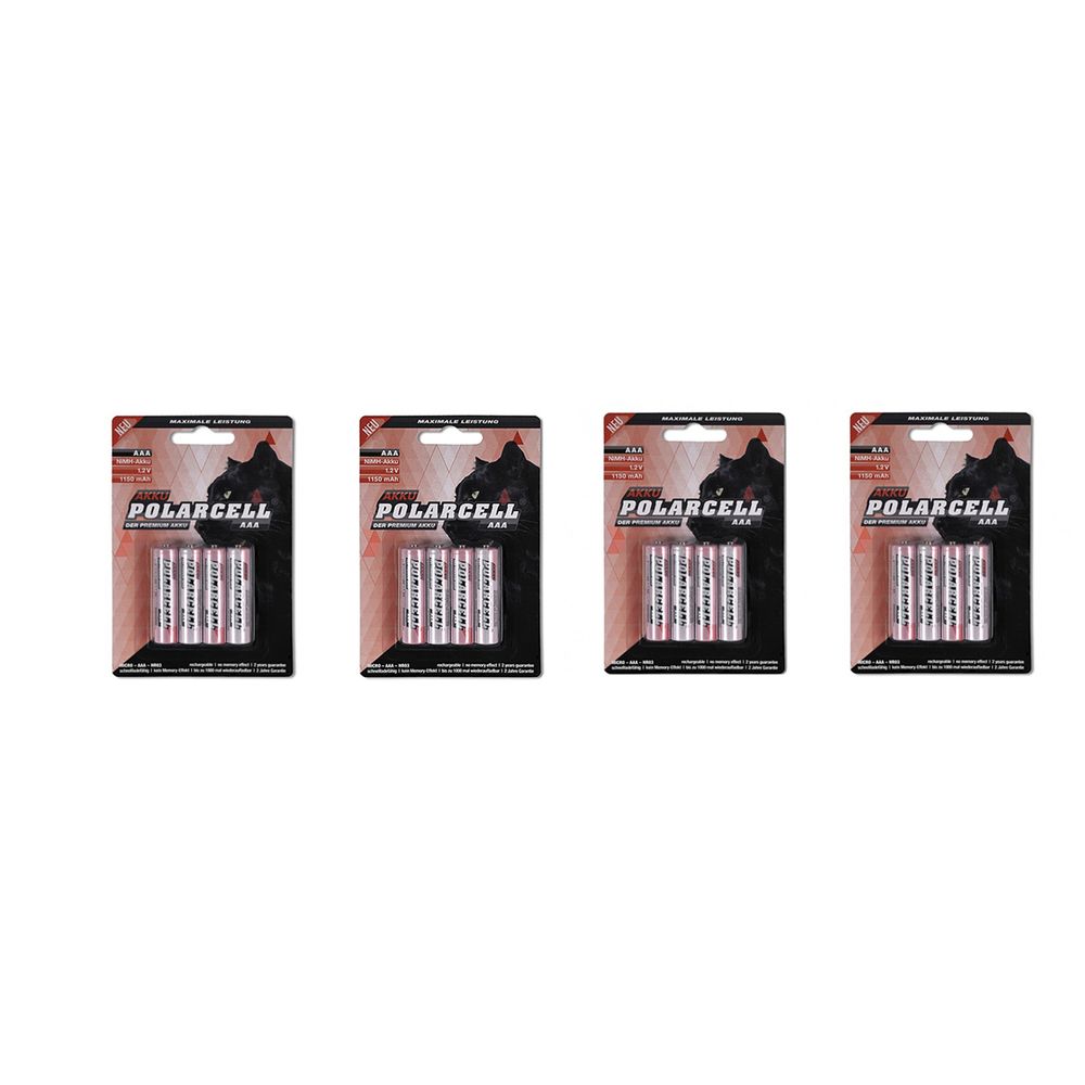 [7385] PolarCell Akku Ni-MH Micro AAA - HR03 KR03 LR03 R3 L3 - 1150mAh - 4x 4er Blister
