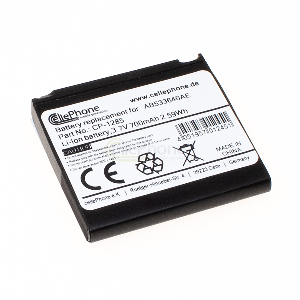 [1285] Battery Li-Ion for Samsung SGH-F268 F330 F338 G400 G600 G600i G608 J400 J630 J638 (replaced AB533640AE)