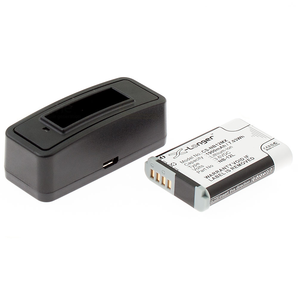 [7860] Akku-Ladestation + Li-Ion Akku (1900mAh) für Canon NB-12L
