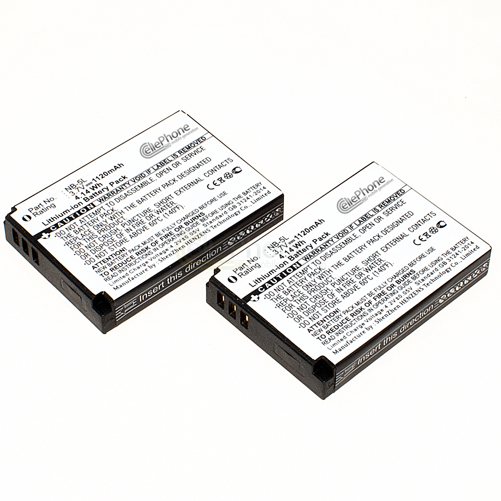 batteria Li-Ion compatibile con Canon NB-5L - 2er Set