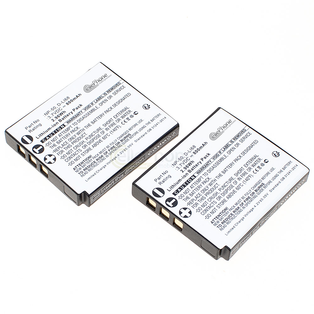 [7875] Battery Li-Ion compatible with Fuji NP-50 / Pentax D-LI68 / Kodak Klic-7004 - Set of 2