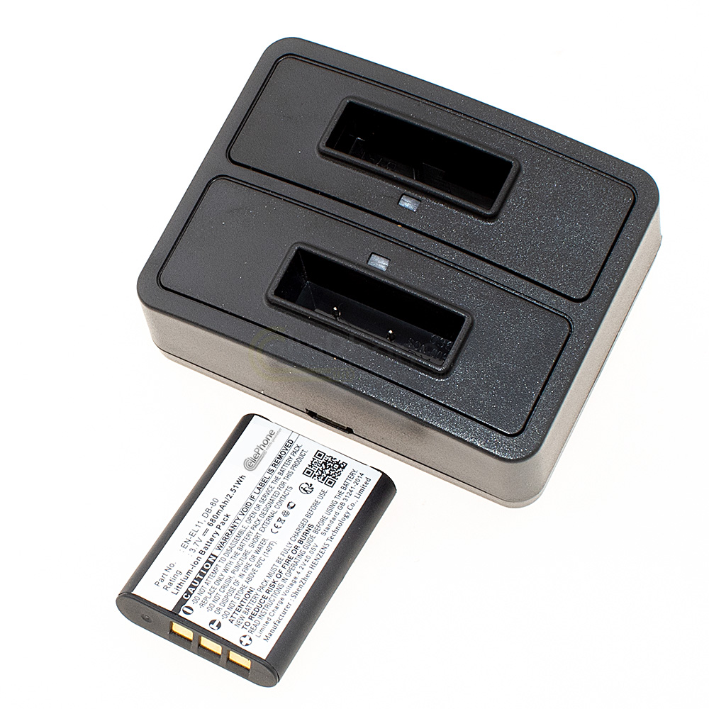 [7941] Dual Battery Charger + Li-Ion Battery (680mAh) for Nikon EN-EL11
