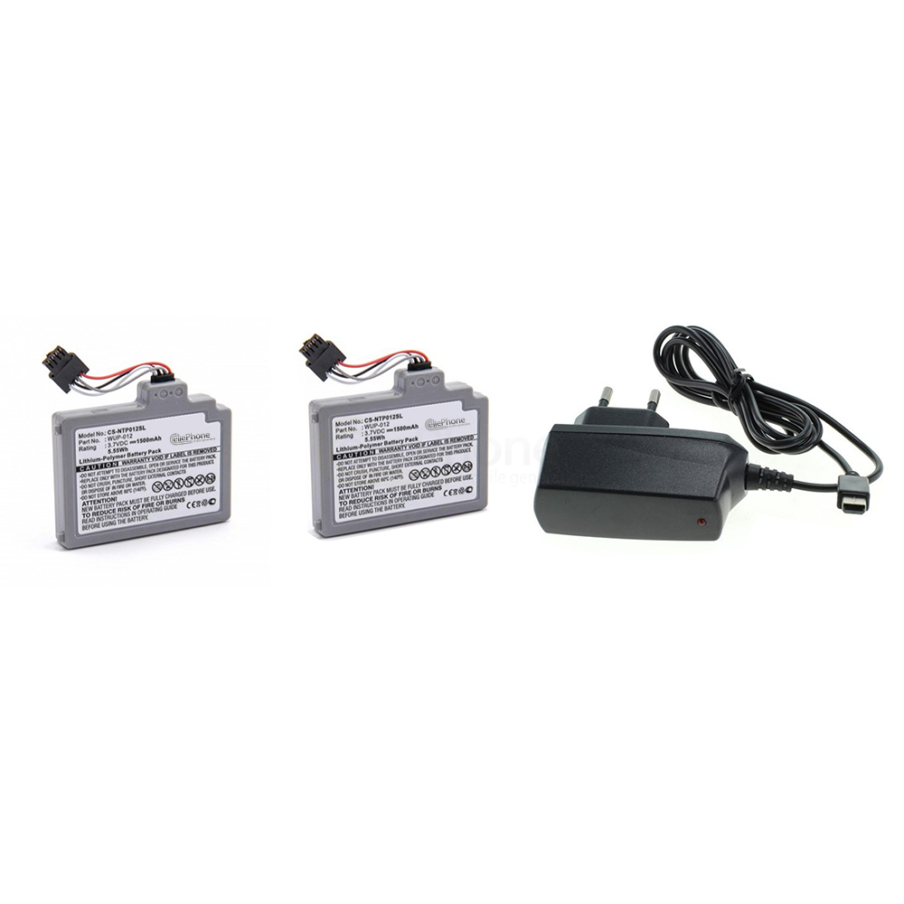 [8002] Batterie Li-Polymer pour Nintendo Wii U (remplace WUP-012) - Ensemble de 2 + chargeur 1A