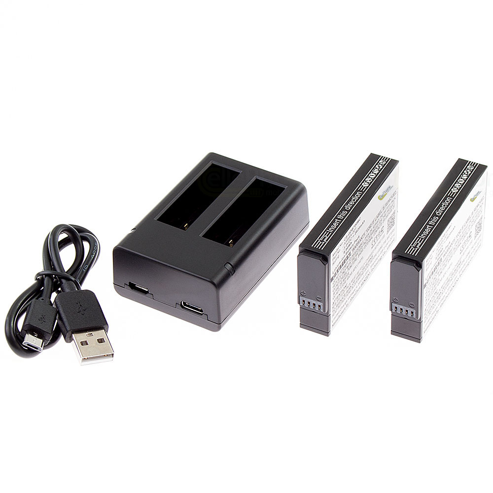 [8056] Chargeur de batterie double + 2x Li-Ion Batterie (2620mAh) pour GoPro Fusion