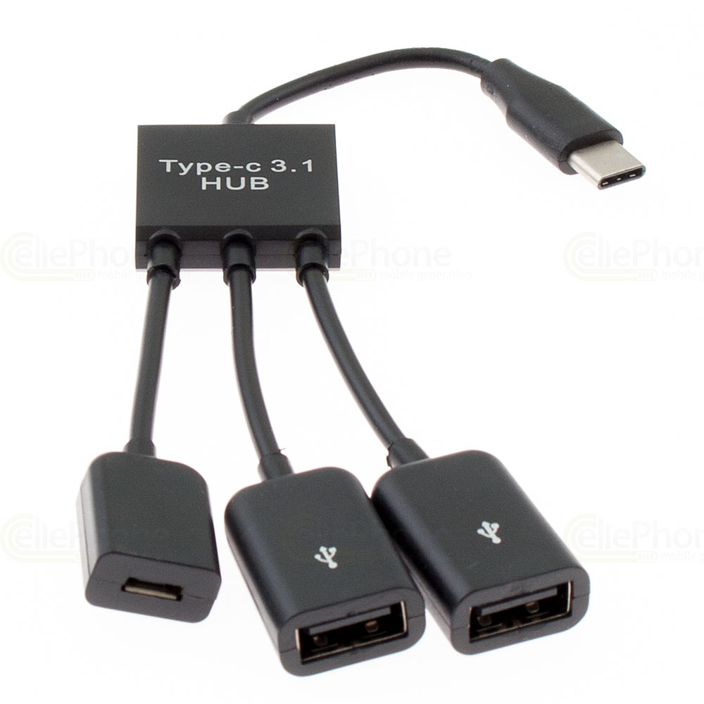 [8246] Adapter Hub USB Type C auf 2x USB - 1x Micro-USB Anschluss