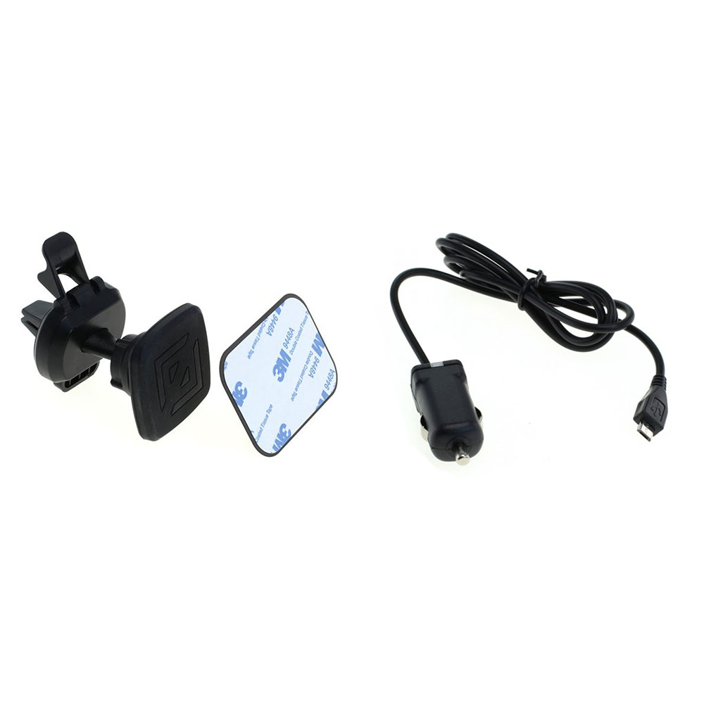 [8371] Magnet Lüftungsschlitze KFZ-Halterung + Drehgelenk für Smartphone inkl. 2x magnetische Metallplatten + KFZ-Ladekabel Micro-USB 2,4A - 5V