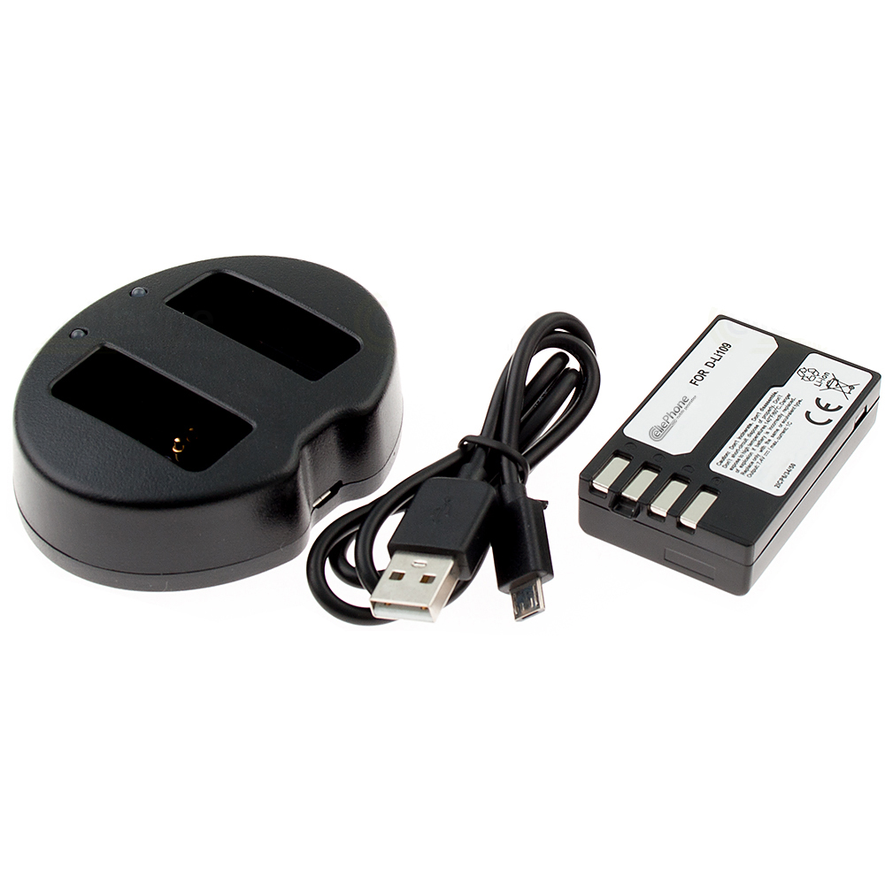 [8667] Chargeur de batterie double + Li-Ion Batterie (900mAh) pour Pentax D-LI109