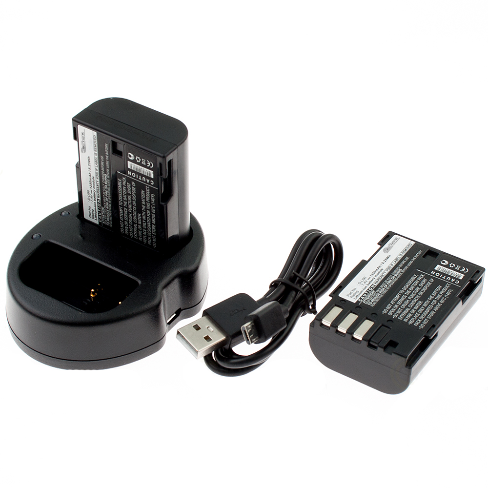 Chargeur de batterie double + Li-Ion Batterie (1250mAh) pour Pentax D-LI90