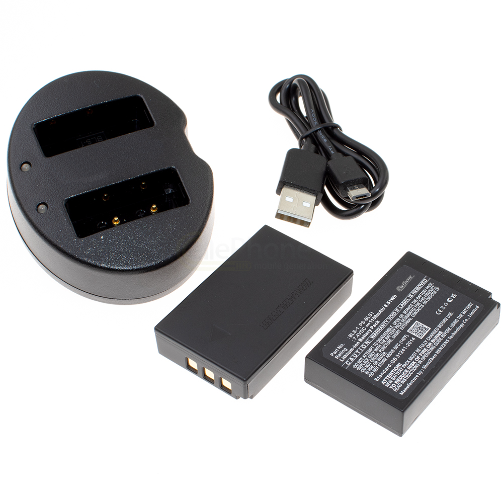 [8687] Dual Battery Charger + 2x Li-Ion Battery (1150mAh) for Olympus BLS-1 BLS-5