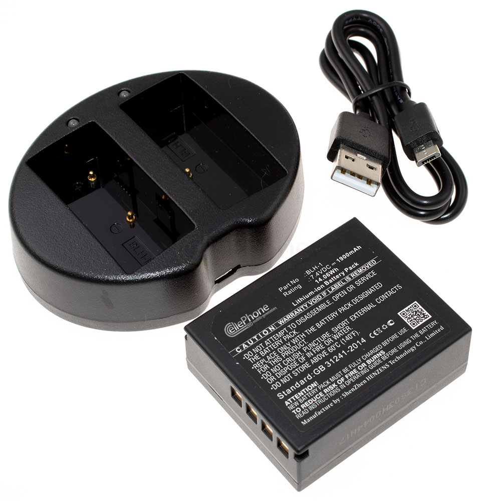 [8691] Dual Battery Charger + Li-Ion Battery (1900mAh) for Olympus BLH-1 BCH-1