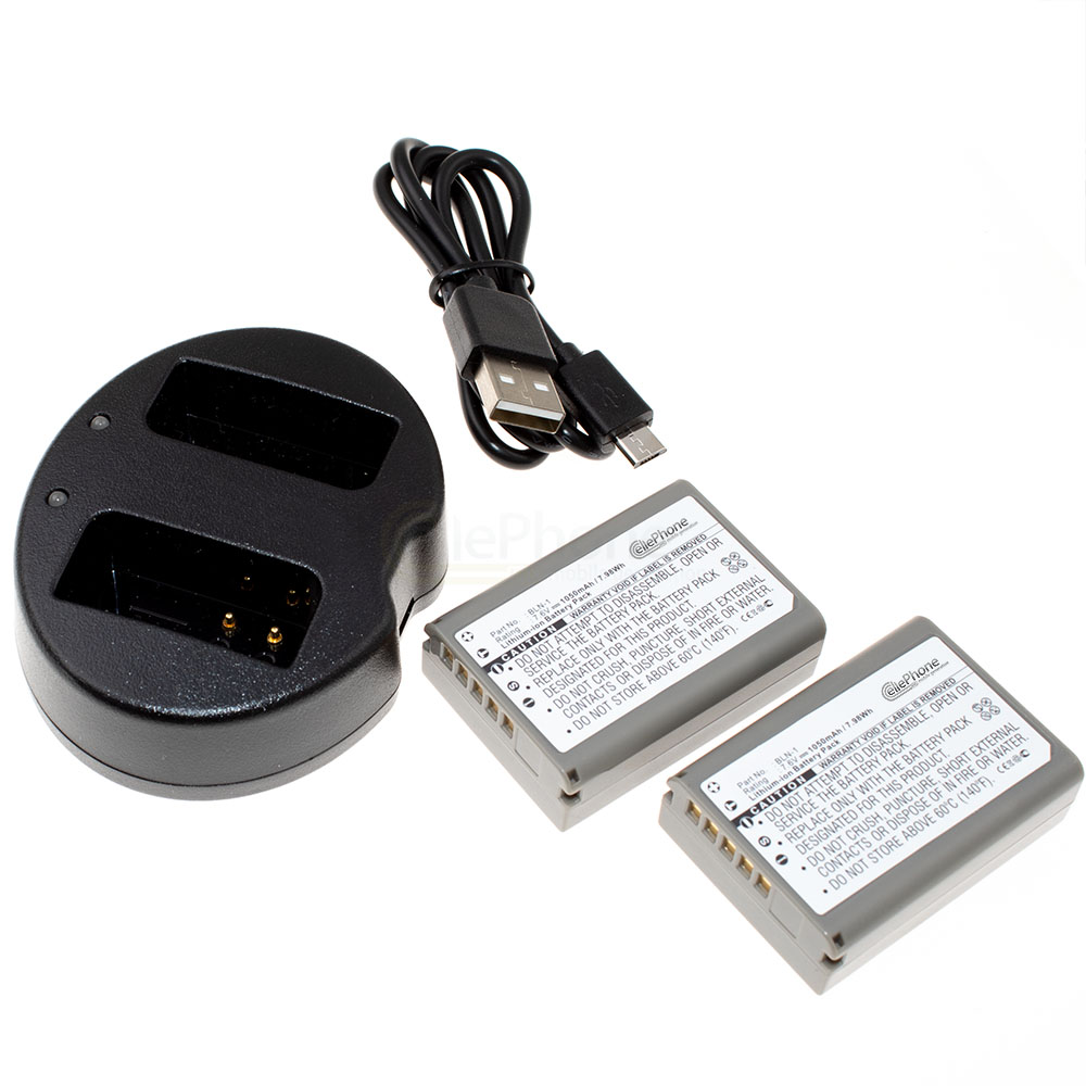 [8696] Dual Battery Charger + 2x Li-Ion Battery (1020mAh) for Olympus BCN-1 BLN-1