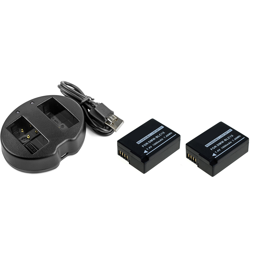 [8718] Duo-acculaadstation + 2x Li-Ion accu (1000mAh) voor Panasonic DMW-BLC12