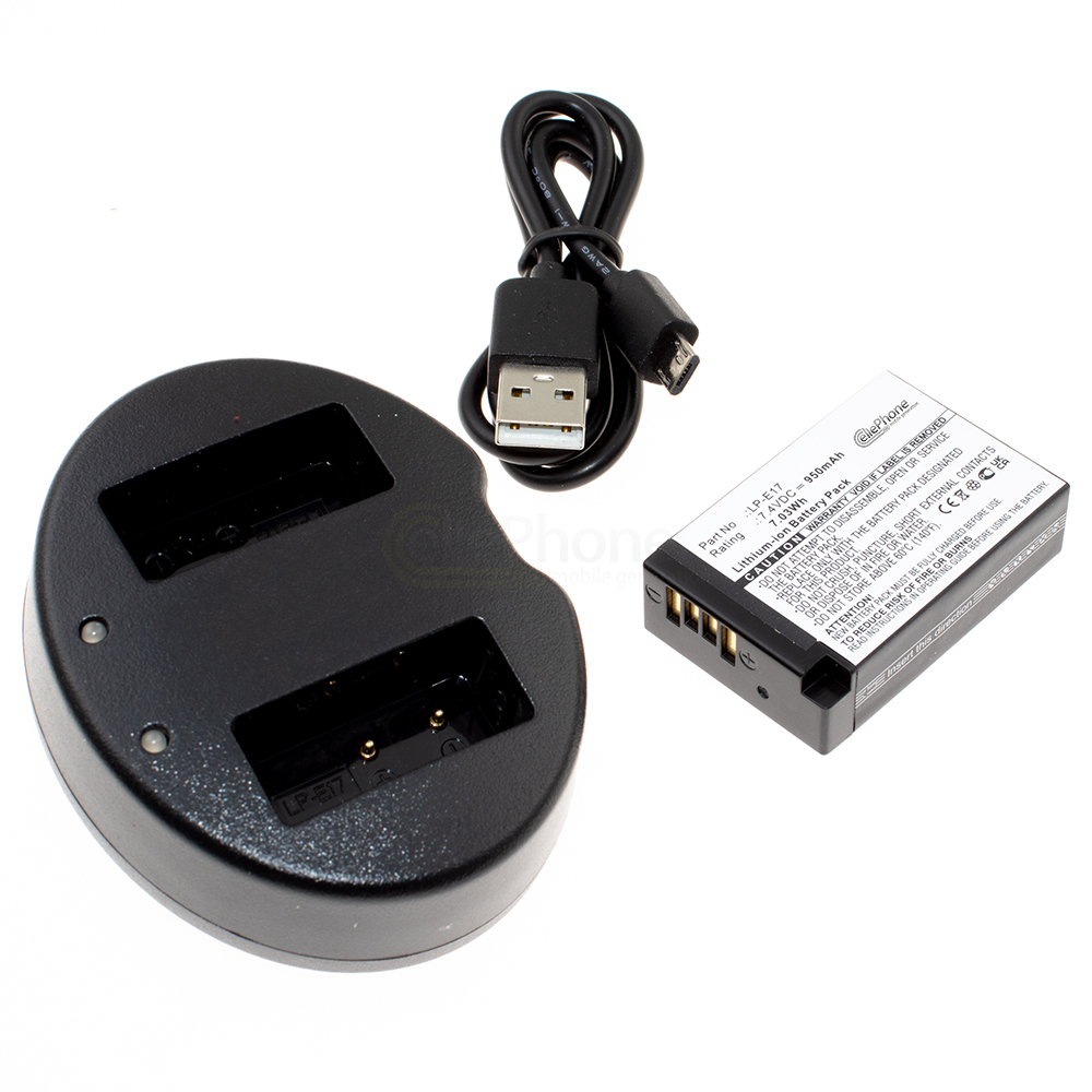 [8721] Dual Battery Charger + Li-Ion Battery (950mAh) for Canon LP-E17