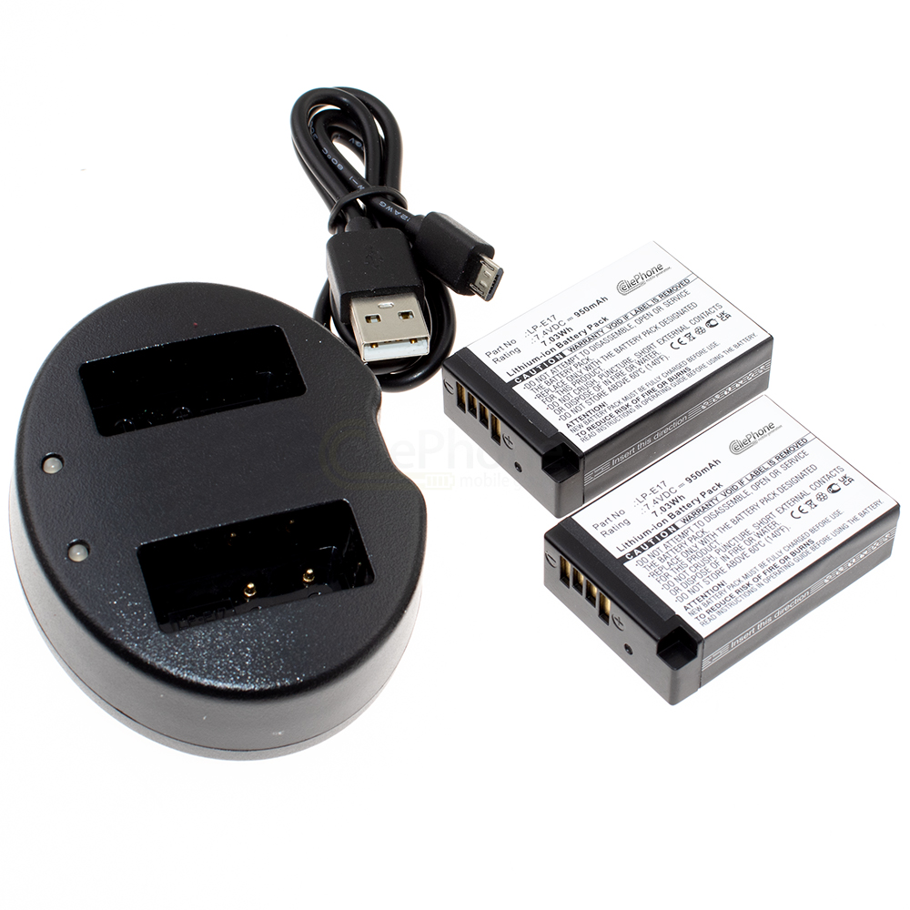 [8722] Chargeur de batterie double + 2x Li-Ion Batterie (950mAh) pour Canon LP-E17