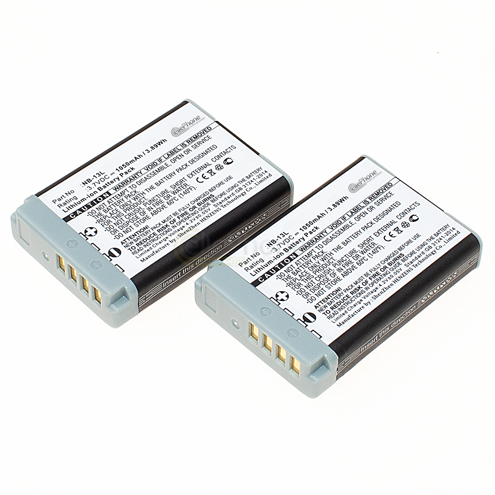 [8729] Batterie Li-Ion compatible avec Canon NB-13L - Ensemble de 2