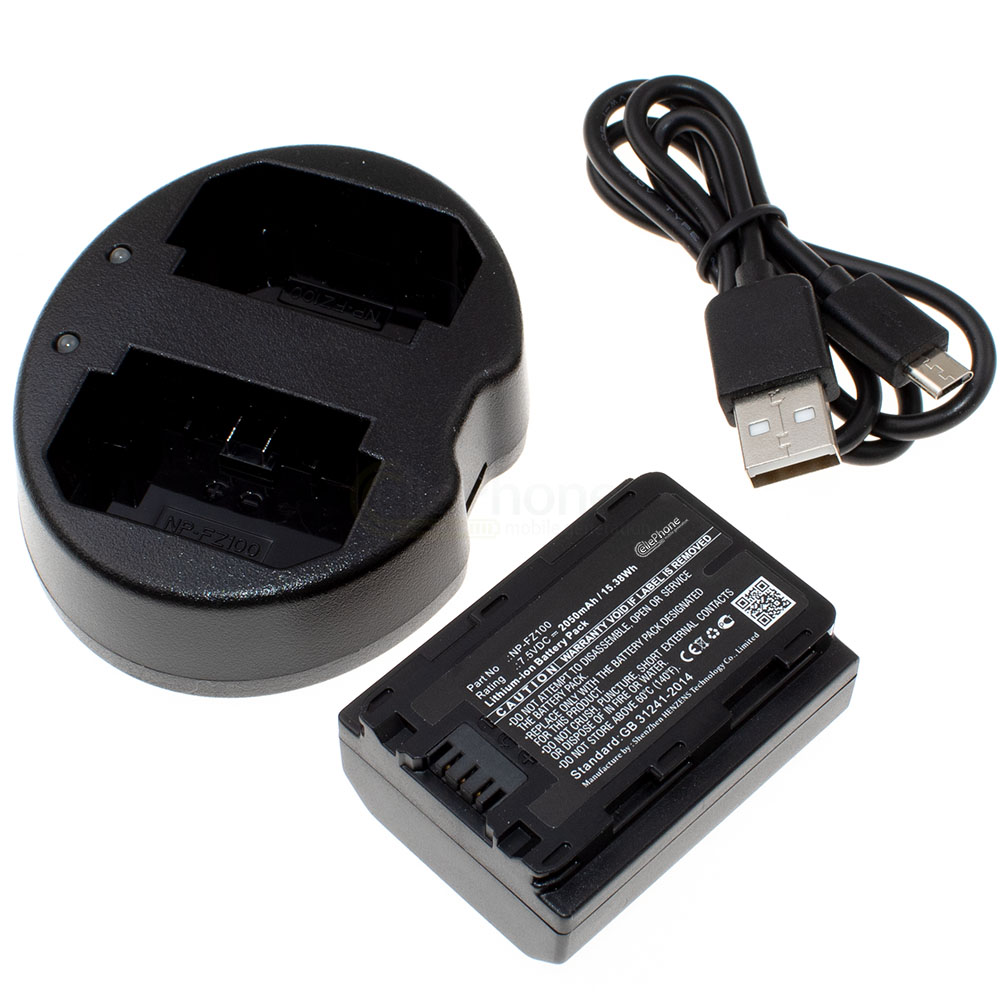 [8736] Dual Battery Charger + Li-Ion Battery (2050mAh) for Sony NP-FZ100