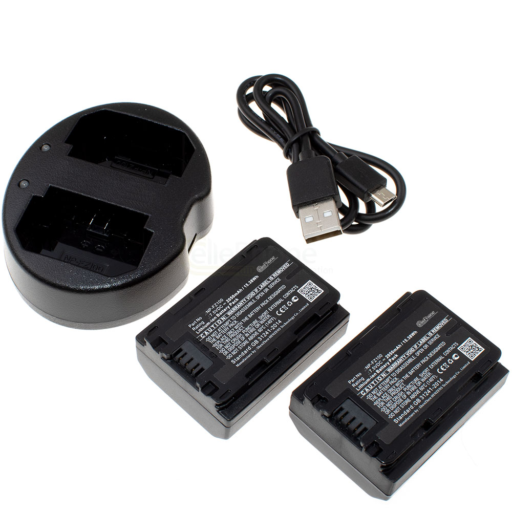 [8737] Duo-acculaadstation + 2x Li-Ion accu (2050mAh) voor Sony NP-FZ100