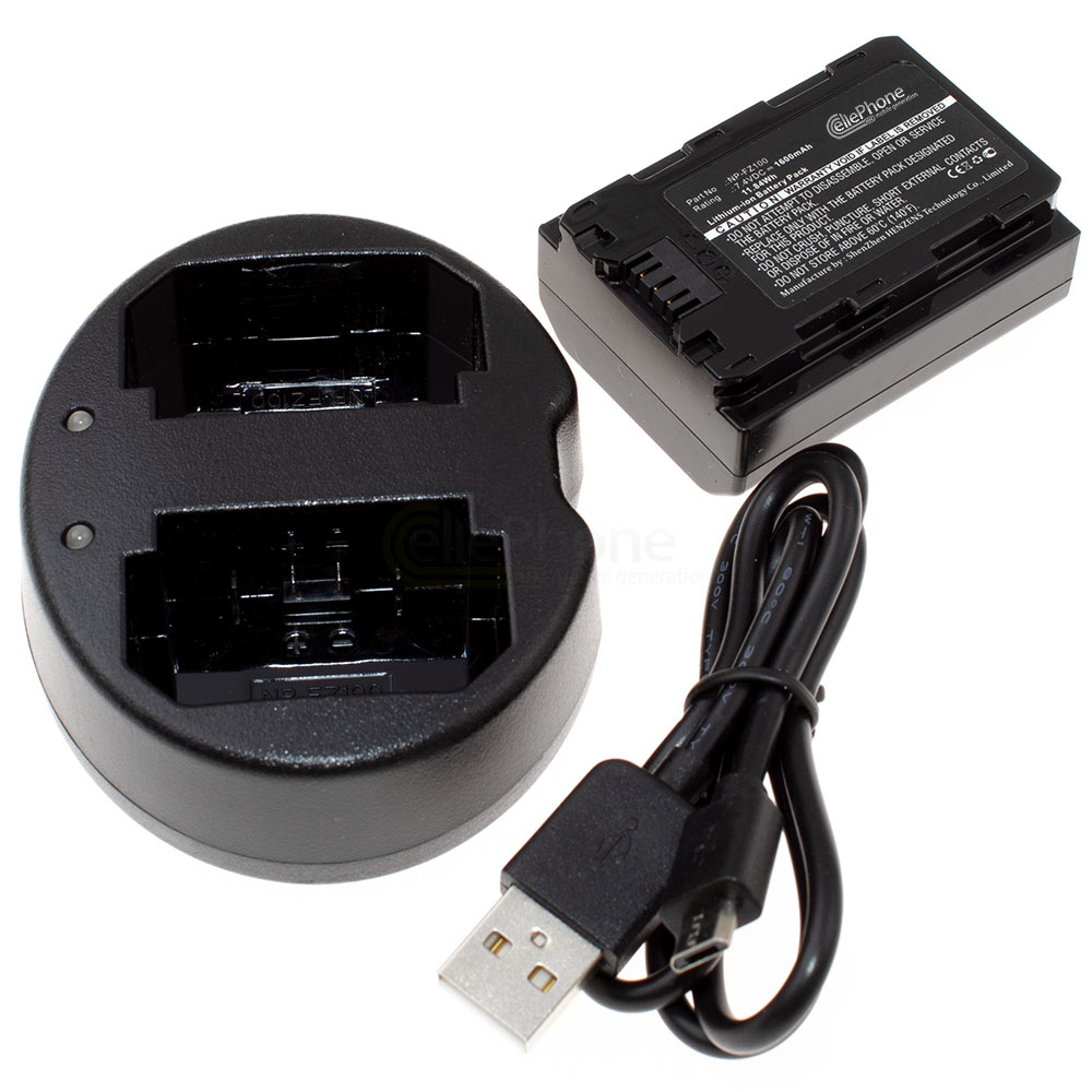 [8738] Chargeur de batterie double + Li-Ion Batterie (1600mAh) pour Sony NP-FZ100