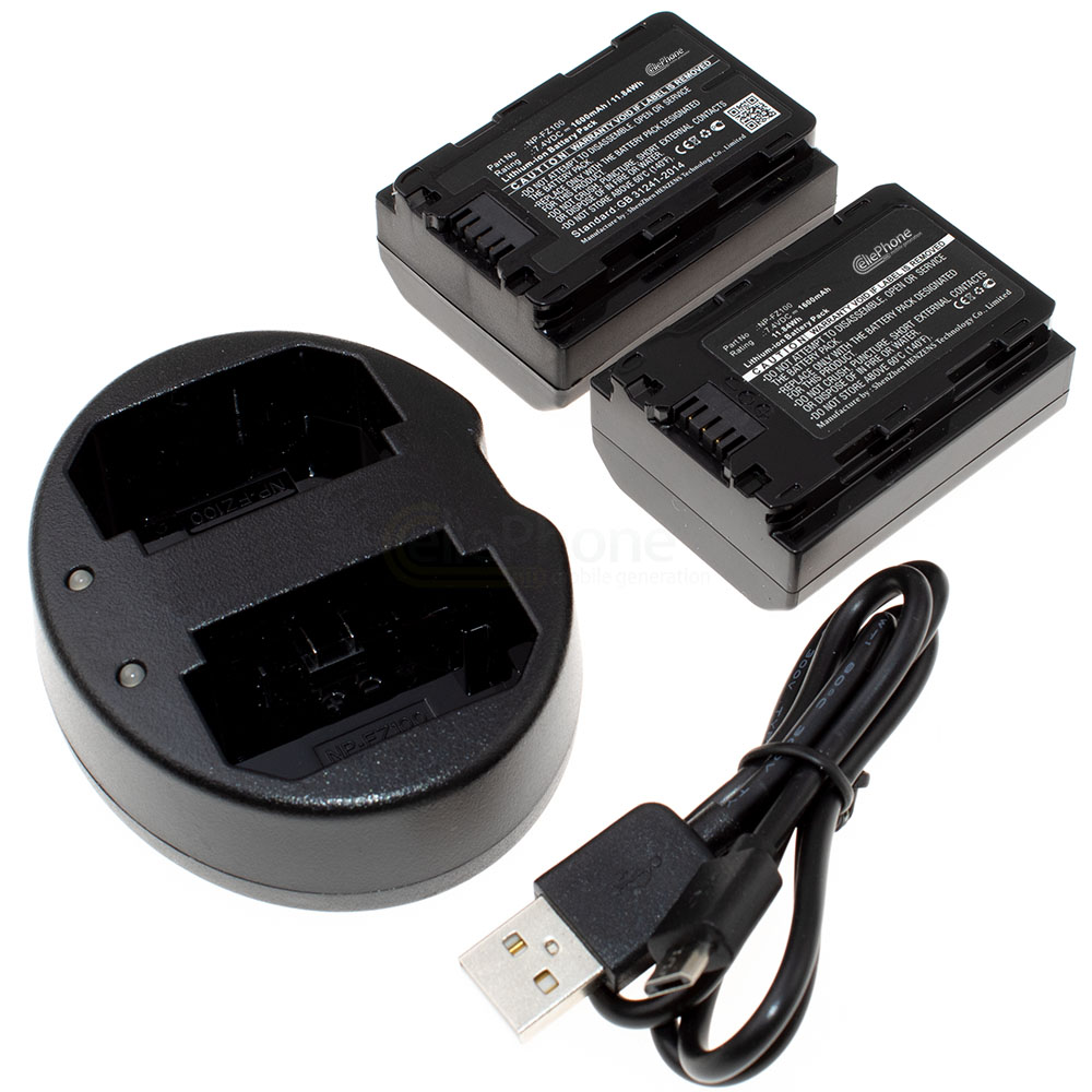 [8739] Duo-acculaadstation + 2x Li-Ion accu (1600mAh) voor Sony NP-FZ100