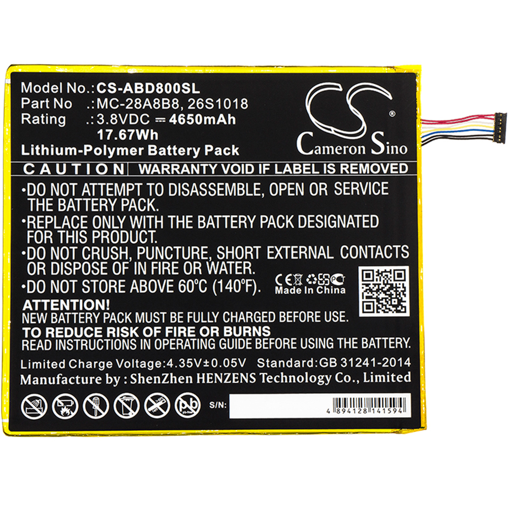 Akku Li-Polymer für Amazon Kindle Fire HD 8 (ersetzt MC-28A8B8) - 4650 mAh