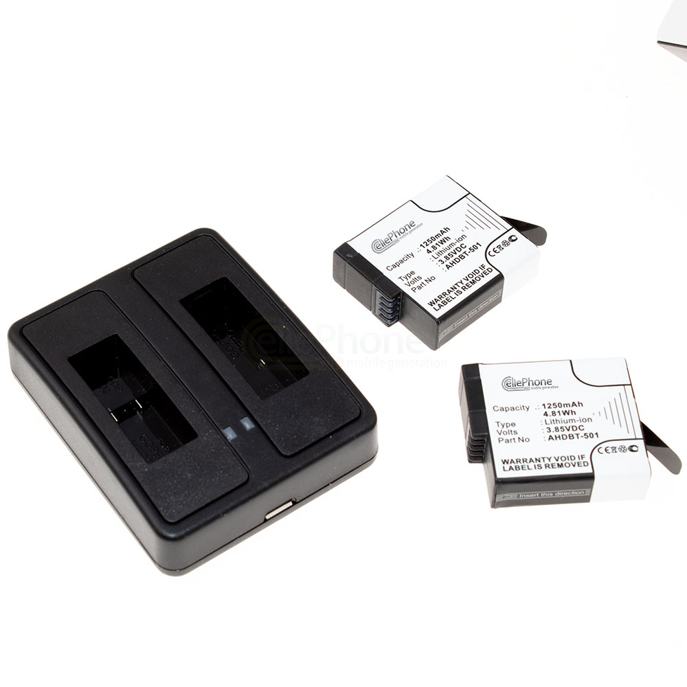 [8811] Dual Battery Charger + 2x Li-Ion Battery (1250mAh) for GoPro AABAT-001