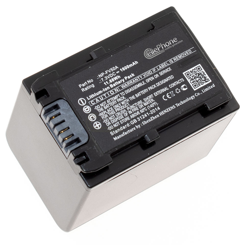Accu Li-Ion compatibel met Sony NP-FV50A - 1600 mAh / 7,3V