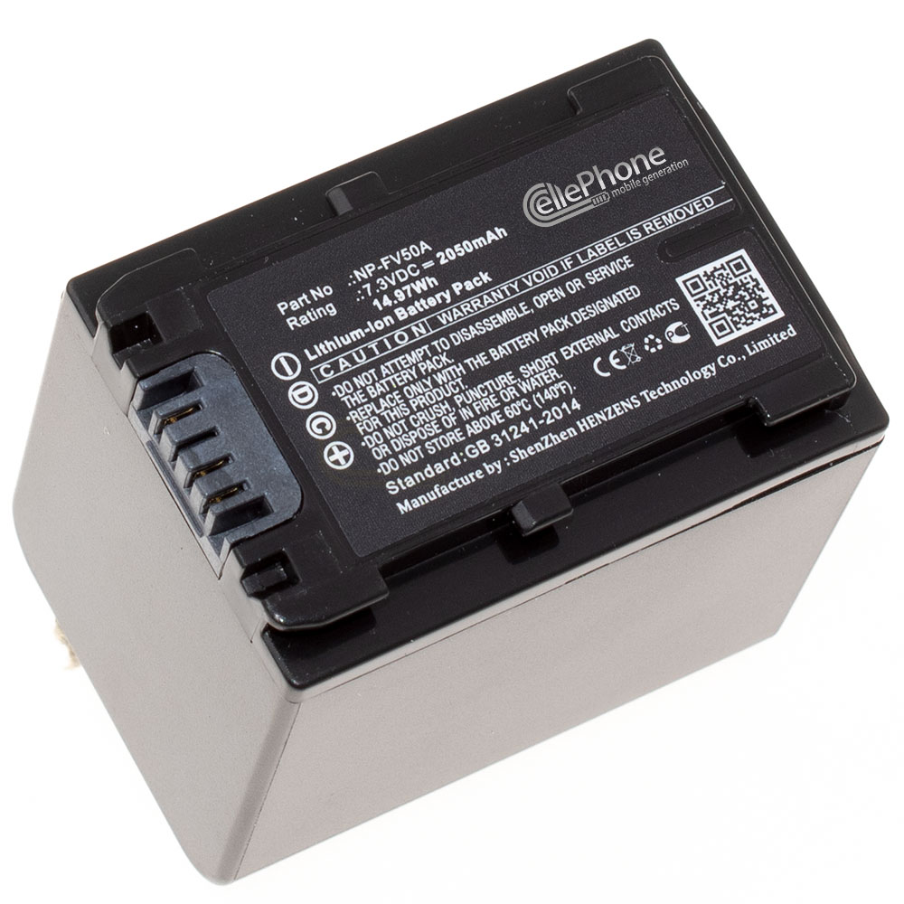 Akku Li-Ion kompatibel zu Sony NP-FV50A - 2050 mAh / 7,3V
